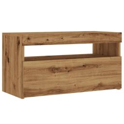 Berkfield Home TV Cabinets with LED Lights 2 pcs Artisan Oak Engineered Wood in Brown - thumbnail 6