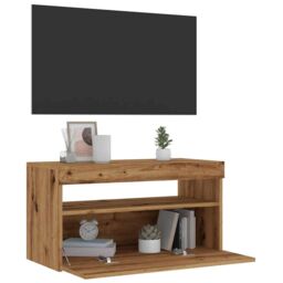Berkfield Home TV Cabinets with LED Lights 2 pcs Artisan Oak Engineered Wood in Brown - thumbnail 5