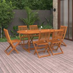 Berkfield Home 7 Piece Garden Dining Set Solid Acacia Wood in Brown