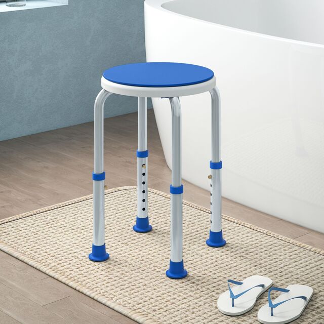 HOMCOM 360 Degree Swivel Shower Stool with Non-Slip Feet for Disabled, Blue - image 1
