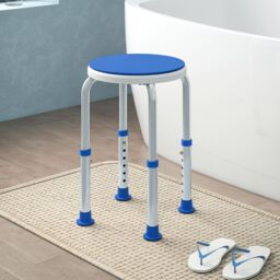 HOMCOM 360 Degree Swivel Shower Stool with Non-Slip Feet for Disabled, Blue - thumbnail 1