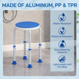 HOMCOM 360 Degree Swivel Shower Stool with Non-Slip Feet for Disabled, Blue - thumbnail 6