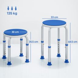 HOMCOM 360 Degree Swivel Shower Stool with Non-Slip Feet for Disabled, Blue - thumbnail 3
