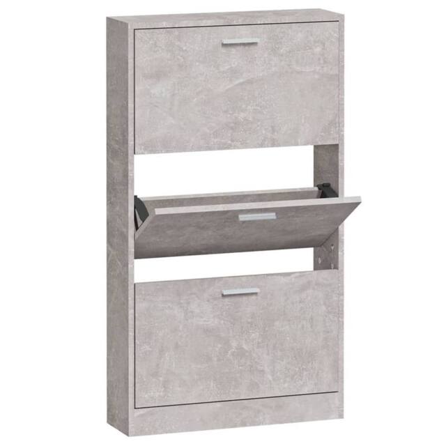 Berkfield Home Shoe Cabinet Concrete Grey 59x17x108 cm Engineered Wood - Size: 59 x 17 x 108 cm - image 1