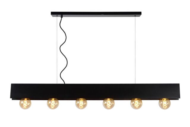 Lucide 'SURTUS' Dimmable Adjustable Indoor Industrial Bar Pendant Light 6xE27 in Black - image 1