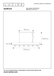 Lucide 'SURTUS' Dimmable Adjustable Indoor Industrial Bar Pendant Light 6xE27 in Black - thumbnail 6