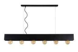 Lucide 'SURTUS' Dimmable Adjustable Indoor Industrial Bar Pendant Light 6xE27 in Black - thumbnail 2