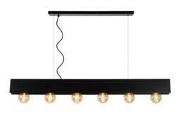 Lucide 'SURTUS' Dimmable Adjustable Indoor Industrial Bar Pendant Light 6xE27 in Black