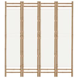 Berkfield Home Folding 4-Panel Room Divider 160 cm Bamboo & Canvas in Beige - thumbnail 4