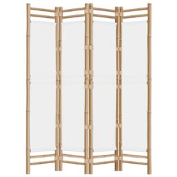 Berkfield Home Folding 4-Panel Room Divider 160 cm Bamboo & Canvas in Beige - thumbnail 5