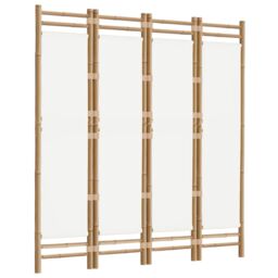 Berkfield Home Folding 4-Panel Room Divider 160 cm Bamboo & Canvas in Beige - thumbnail 3