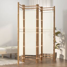 Berkfield Home Folding 4-Panel Room Divider 160 cm Bamboo & Canvas in Beige