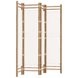 Berkfield Home Folding 4-Panel Room Divider 160 cm Bamboo & Canvas in Beige - thumbnail 2