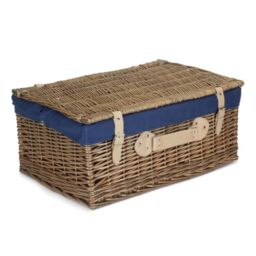 Red Hamper 55cm Antique Wash Hamper with Lining in Blue - thumbnail 2