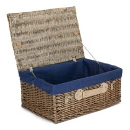 Red Hamper 55cm Antique Wash Hamper with Lining in Blue - thumbnail 1
