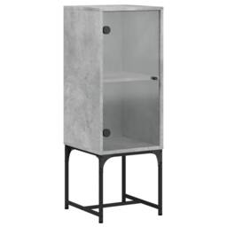 Berkfield Home Side Cabinet with Glass Doors Concrete Grey 35x37x100 cm - Size: 35 x 37 x 100 cm - thumbnail 3