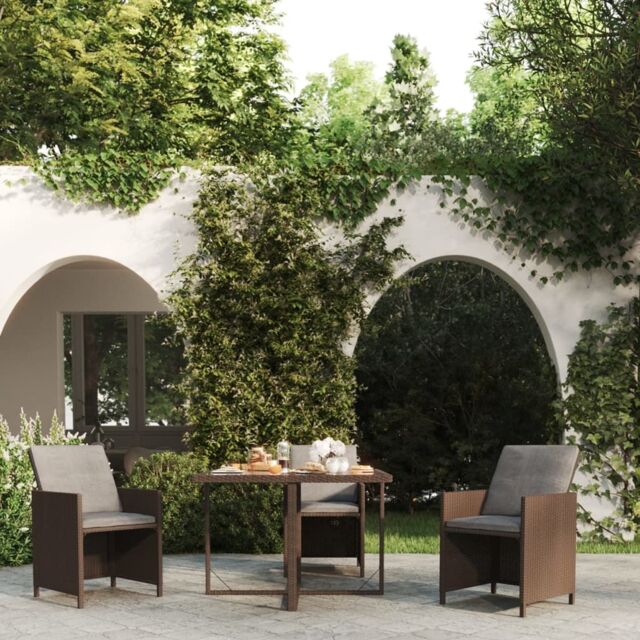 Berkfield Home Garden Table Brown 109x107x74 cm Poly Rattan & Glass - Size: 109 x 107 x 74 cm - image 1