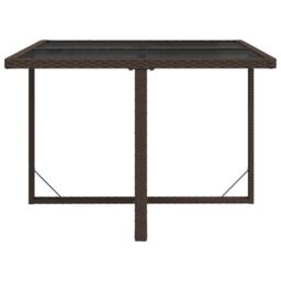 Berkfield Home Garden Table Brown 109x107x74 cm Poly Rattan & Glass - Size: 109 x 107 x 74 cm - thumbnail 4