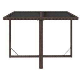 Berkfield Home Garden Table Brown 109x107x74 cm Poly Rattan & Glass - Size: 109 x 107 x 74 cm - thumbnail 3