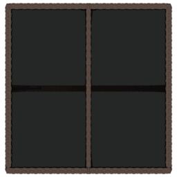 Berkfield Home Garden Table Brown 109x107x74 cm Poly Rattan & Glass - Size: 109 x 107 x 74 cm - thumbnail 5