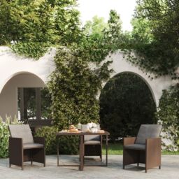 Berkfield Home Garden Table Brown 109x107x74 cm Poly Rattan & Glass - Size: 109 x 107 x 74 cm - thumbnail 1
