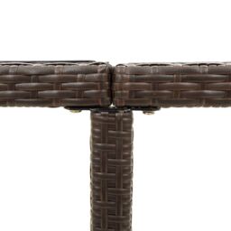 Berkfield Home Garden Table Brown 109x107x74 cm Poly Rattan & Glass - Size: 109 x 107 x 74 cm - thumbnail 6
