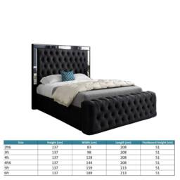 KDMD Reigate Mirror Upholstered Black Soft Velvet Designer Bed Frame - Size: Single - thumbnail 7