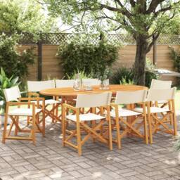 Berkfield Home 8 Piece Folding Garden Chairs Cream White Fabric