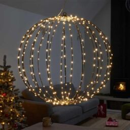 Samuel Alexander 40cm Light up Christmas Twinkle Orb with 240 Warm White LEDs in Black - thumbnail 4