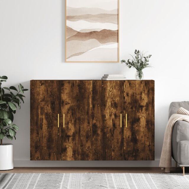 Berkfield Home Wall Mounted Cabinets 2 pcs Smoked Oak 69.5x34x90 cm in Brown - image 1