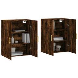 Berkfield Home Wall Mounted Cabinets 2 pcs Smoked Oak 69.5x34x90 cm in Brown - thumbnail 3