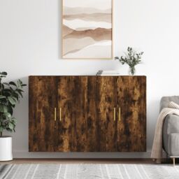 Berkfield Home Wall Mounted Cabinets 2 pcs Smoked Oak 69.5x34x90 cm in Brown - thumbnail 1
