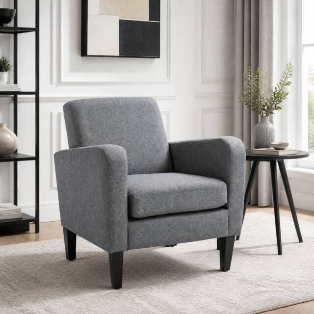 STILVORA Lounge Chair with Rubber Wood Legs Grey - image 1