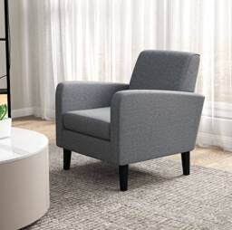 STILVORA Lounge Chair with Rubber Wood Legs Grey - thumbnail 2