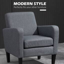 STILVORA Lounge Chair with Rubber Wood Legs Grey - thumbnail 5