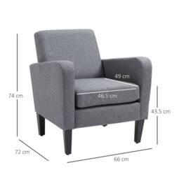 STILVORA Lounge Chair with Rubber Wood Legs Grey - thumbnail 3