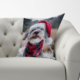 Warren Reed - Designer Snowy Christmas Dandie Dismount Terrier Cushion in Grey - Size: 45 cm x 45 cm - thumbnail 3