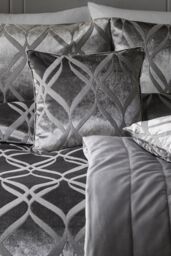 Soiree 'Belfort' Geo Ogee Woven Soft Velvet Filled Cushion in Dark Grey - Size: 43 cm x 43 cm - thumbnail 1