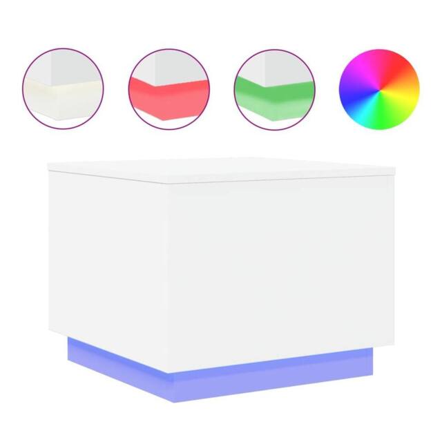 Berkfield Home Coffee Table with LED Lights White 50x50x40 cm - Size: 50 x 50 x 40 cm - image 1
