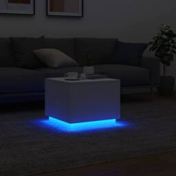 Berkfield Home Coffee Table with LED Lights White 50x50x40 cm - Size: 50 x 50 x 40 cm - thumbnail 5