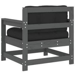 Berkfield Home Beautiful Garden Chairs with Cushions 2 pcs Grey Solid Wood Pine - thumbnail 7