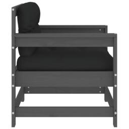 Berkfield Home Beautiful Garden Chairs with Cushions 2 pcs Grey Solid Wood Pine - thumbnail 6