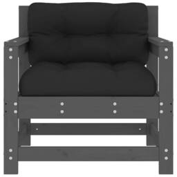 Berkfield Home Beautiful Garden Chairs with Cushions 2 pcs Grey Solid Wood Pine - thumbnail 4