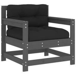 Berkfield Home Beautiful Garden Chairs with Cushions 2 pcs Grey Solid Wood Pine