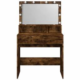 Berkfield Home Dressing Table with LED Smoked Oak 80x41x134.5 cm in Brown - thumbnail 5