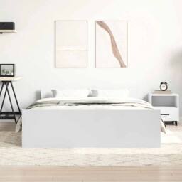 Berkfield Home Bed Frame with Headboard & Footboard White 150x200 cm King Size - thumbnail 4