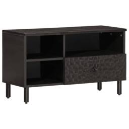 Berkfield Home TV Cabinet Black 80x33x46 cm Solid Wood Mango - Size: 80 x 33 x 46 cm - thumbnail 2