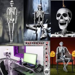 Shatchi Halloween Decoration Life Size Poseable Skeleton 165cm - Realistic Human Skeleton Prop with Movable Joints in White - thumbnail 2