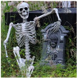 Shatchi Halloween Decoration Life Size Poseable Skeleton 165cm - Realistic Human Skeleton Prop with Movable Joints in White - thumbnail 6