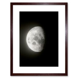 "Artery8 Wall Art Print Lunar Phases Waning Gibbous Moon Space Astronomy Artwork Framed 9X7 Inch in Brown - Size: W7"" x H9""" - thumbnail 1